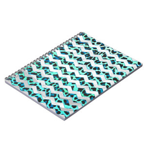 Leopard Black and Teal Print Spiral Notebook