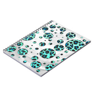Leopard Black and Teal Print Spiral Notebook