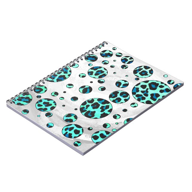 Leopard Black and Teal Print Spiral Notebook (Left Side)