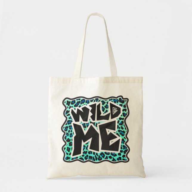 Leopard Black and Teal Print Tote Bag (Front)