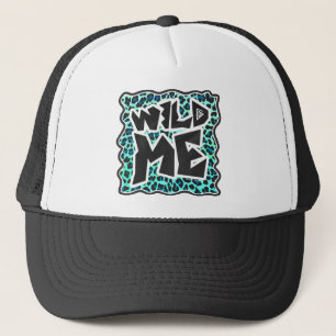 Leopard Black and Teal Print Trucker Hat