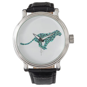Leopard Black and Teal Print Watch