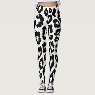 Leopard Black and White Animal Print Leggings