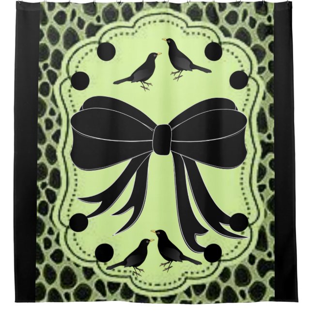 Leopard black bird showercurtain shower curtain (Front)