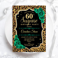 Leopard Black Gold Green Surprise 60th Birthday
