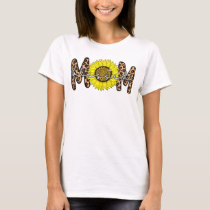 leopard blessed mum sunflower mum gifts T-Shirt