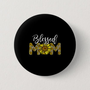 Leopard blessed mum sunflower mum life mother's da 6 cm round badge