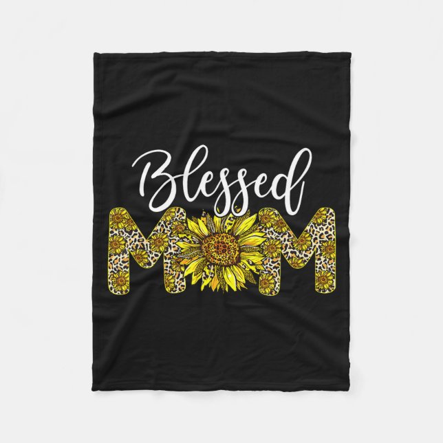 Leopard blessed mum sunflower mum life mother's da fleece blanket (Front)
