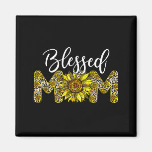Leopard blessed mum sunflower mum life mother's da magnet
