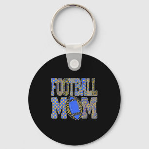 Leopard Blue Gold Checkered Football Touchdown Sea Key Ring