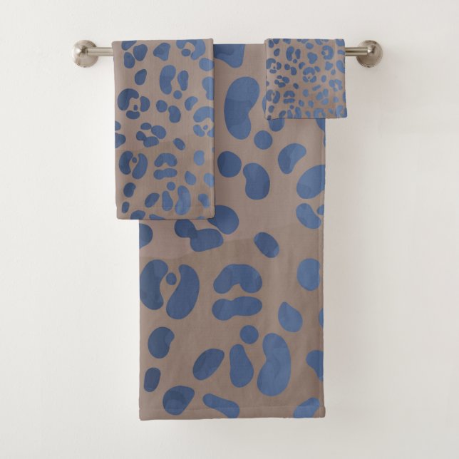 Leopard Blue Pattern Bath Towel Set (Insitu)