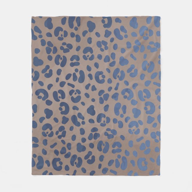 Leopard Blue Pattern Fleece Blanket (Front)