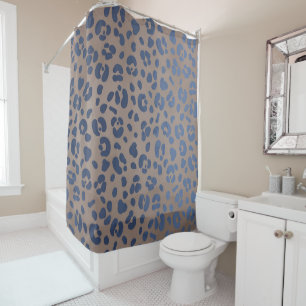 Leopard Blue Pattern Shower Curtain
