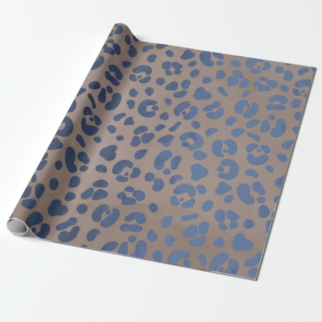 Leopard Blue Pattern Wrapping Paper (Unrolled)