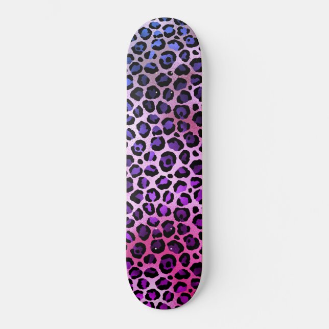 LEOPARD BLUE PURPLE Skateboard Deck (Front)