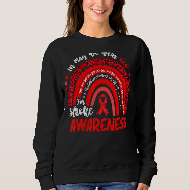 Leopard Boho Rainbow In May We Wear Red Stroke Awa Sweatshirt (Front)