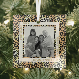 Leopard Border Photo Glass Tree Decoration