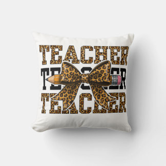 Leopard Bow Teacher School Pencil Cute Classroom Cushion