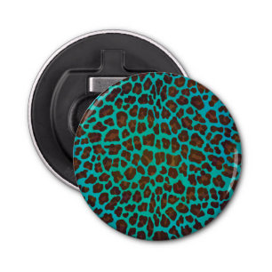 Leopard Brown and Teal Print Bottle Opener