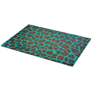 Leopard Brown and Teal Print Cutting Board