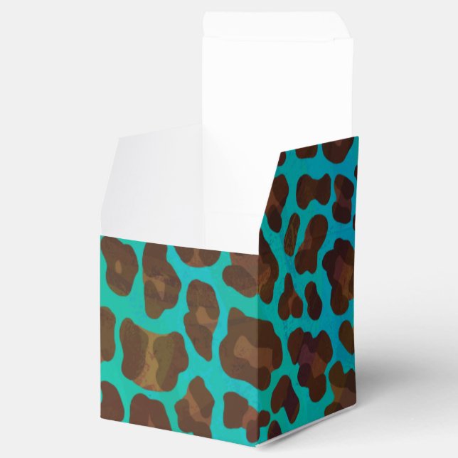 Leopard Brown and Teal Print Favour Box (Opened)
