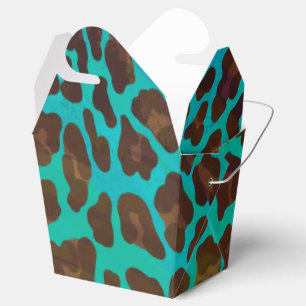 Leopard Brown and Teal Print Favour Box