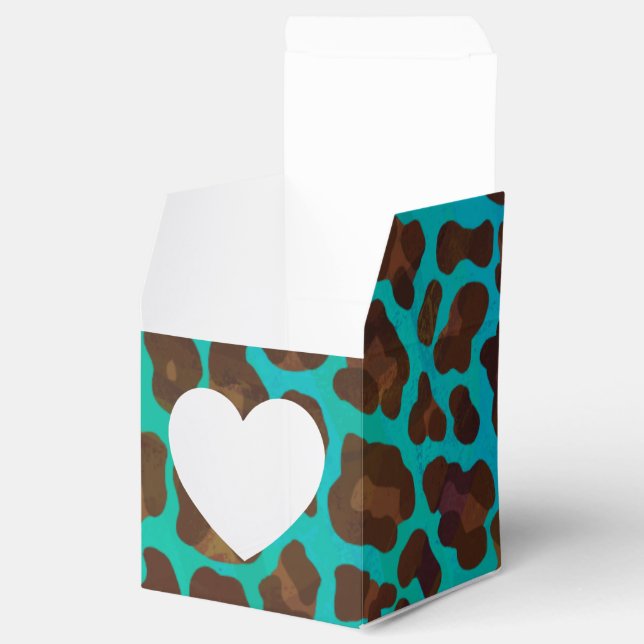 Leopard Brown and Teal Print Favour Box (Opened)