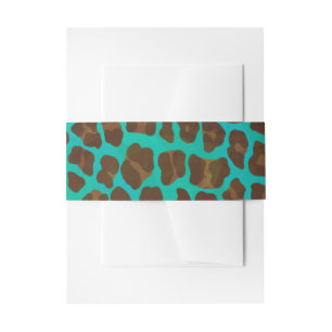 Leopard Brown and Teal Print Invitation Belly Band