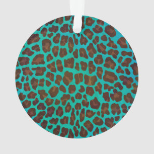 Leopard Brown and Teal Print Ornament