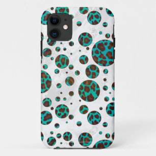 Leopard Brown and Teal PrintPolka Dots Case-Mate iPhone Case