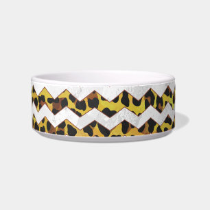 Leopard Brown and Yellow Cevron Print Bowl