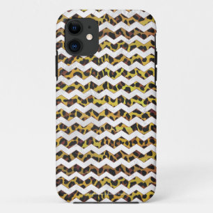 Leopard Brown and Yellow Cevron Print Case-Mate iPhone Case