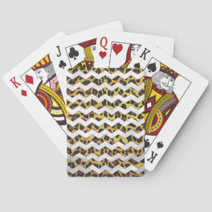 Leopard Brown and Yellow Cevron Print Playing Cards