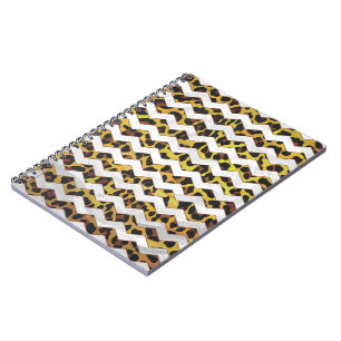 Leopard Brown and Yellow Cevron Print Spiral Notebook