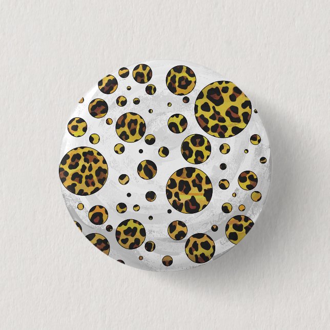 Leopard Brown and Yellow Polka Dot 3 Cm Round Badge (Front)