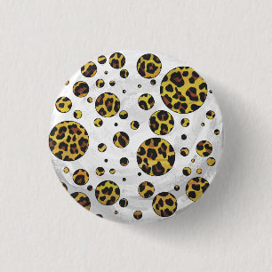 Leopard Brown and Yellow Polka Dot 3 Cm Round Badge