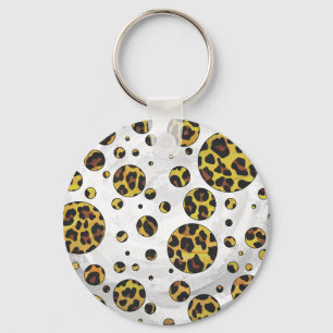 Leopard Brown and Yellow Polka Dot Key Ring