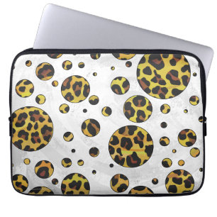 Leopard Brown and Yellow Polka Dot Laptop Sleeve