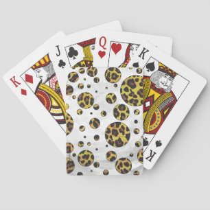 Leopard Brown and Yellow Polka Dot Playing Cards