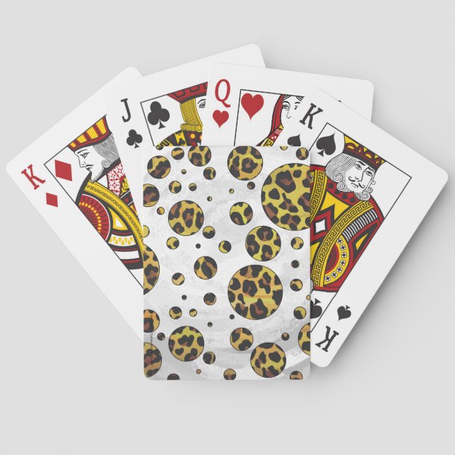 Leopard Brown and Yellow Polka Dot Playing Cards (Back)