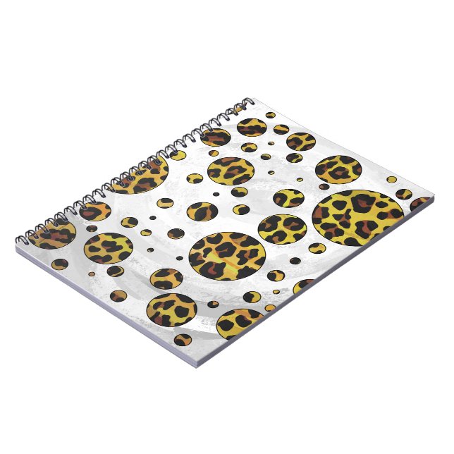 Leopard Brown and Yellow Polka Dot Spiral Notebook (Left Side)