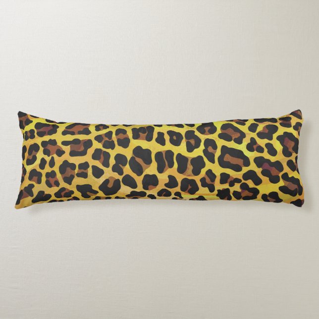 Leopard Brown and Yellow Print Body Cushion (Front)