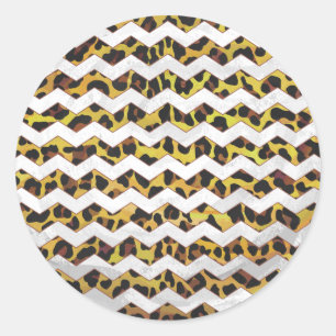 Leopard Brown and Yellow Print Classic Round Sticker
