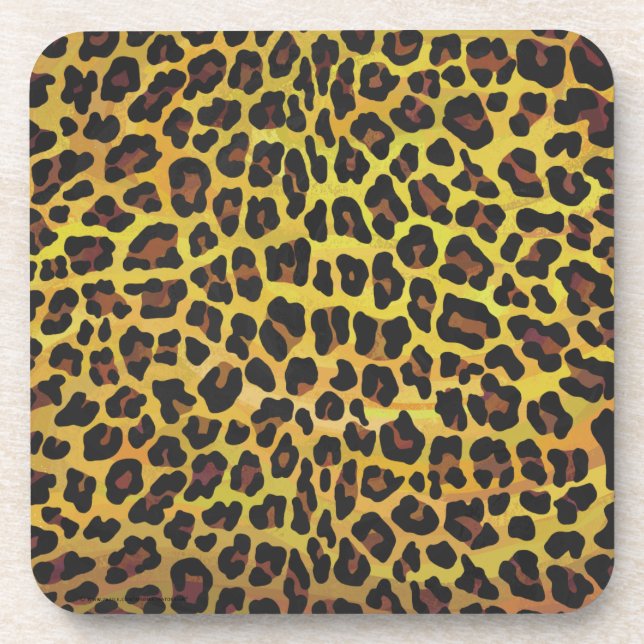 Leopard Brown and Yellow Print Coaster (Front)