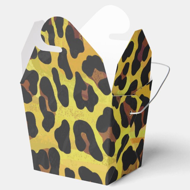 Leopard Brown and Yellow Print Favour Box (Opened)
