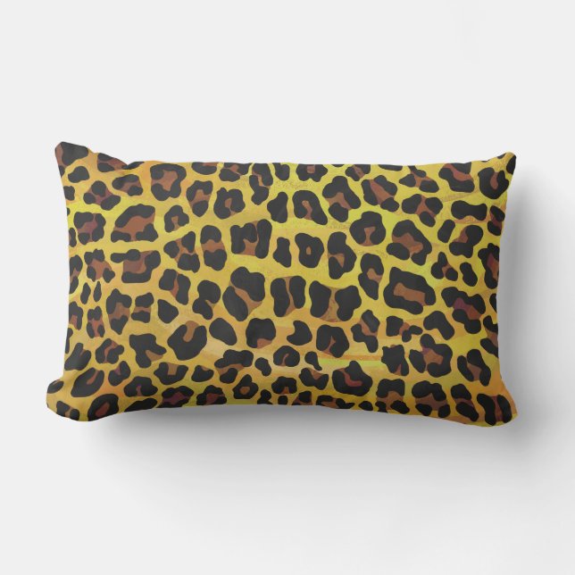 Leopard Brown and Yellow Print Lumbar Cushion (Front)