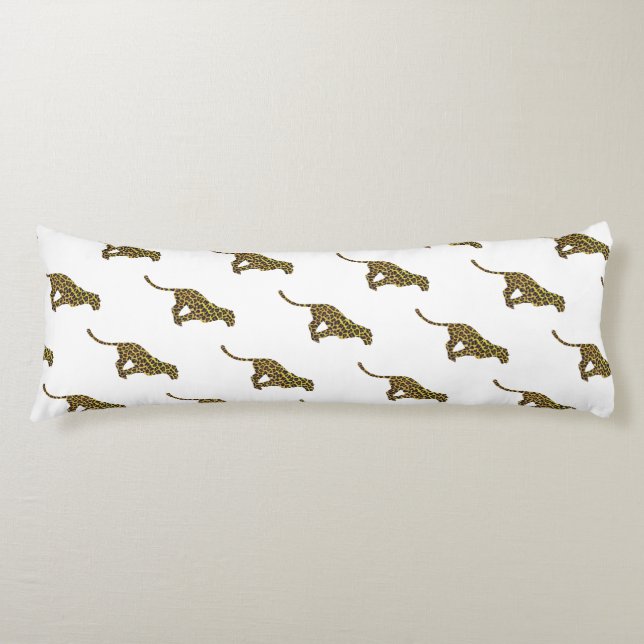 Leopard Brown and Yellow Silhouette Body Cushion (Front)