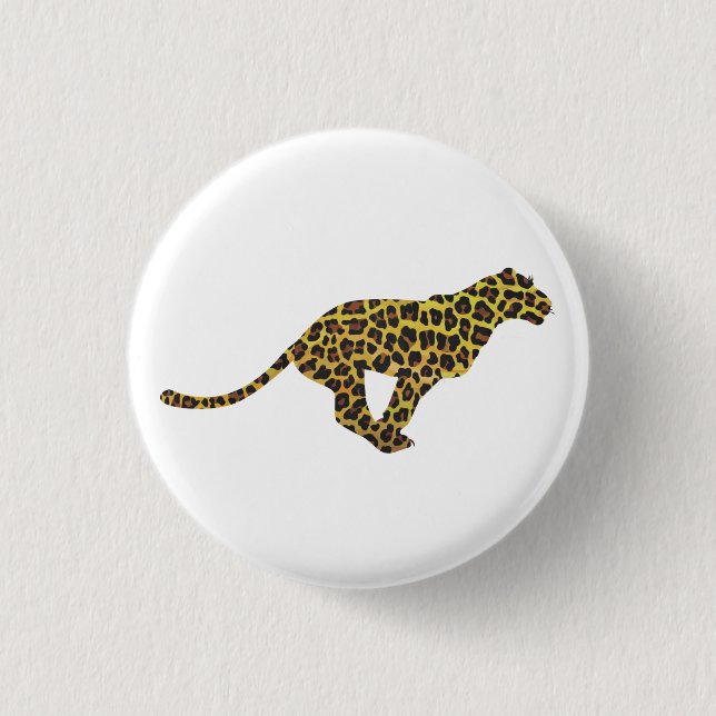 Leopard Brown and Yellow Siloette 3 Cm Round Badge (Front)