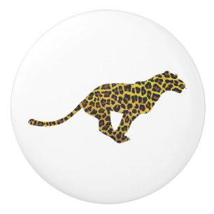Leopard Brown and Yellow Siloette Ceramic Knob