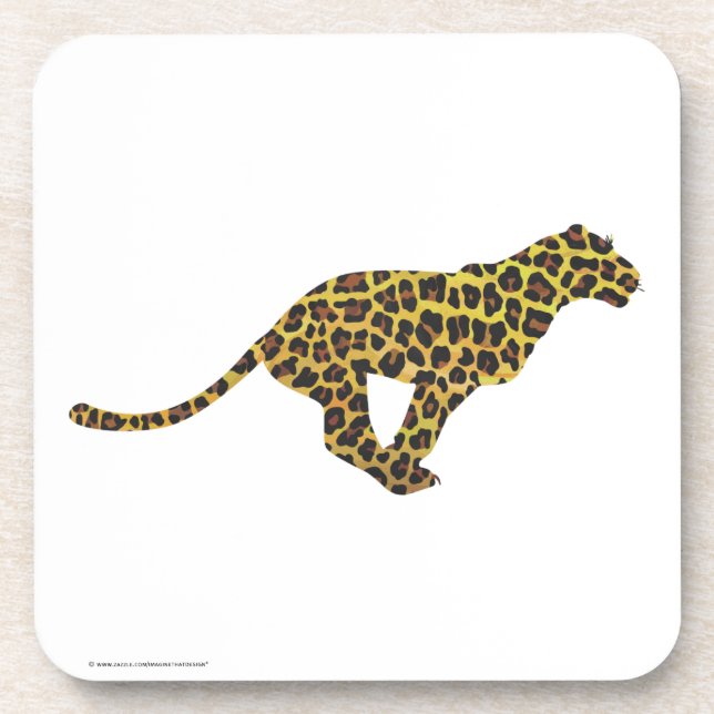 Leopard Brown and Yellow Siloette Coaster (Front)
